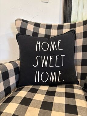 Rae Dunn Black "Home Sweet Home" Decorative Pillow with feather pillow insert